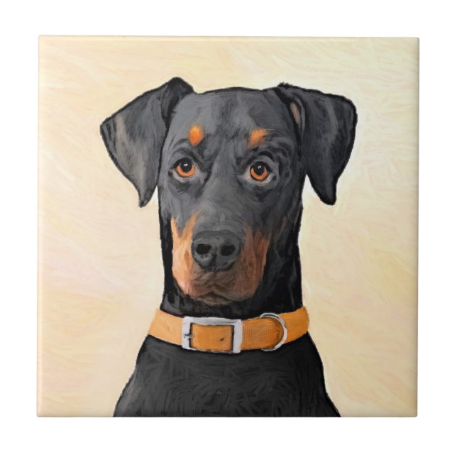 Doberman Pinscher Pintura Original Descortada (Frente)