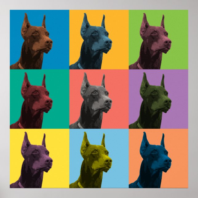 Doberman Pinscher Pop-Art Poster (Frente)