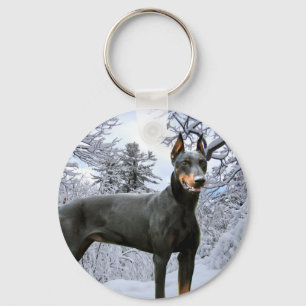 Doberman Pinscher Winter Chaveiro