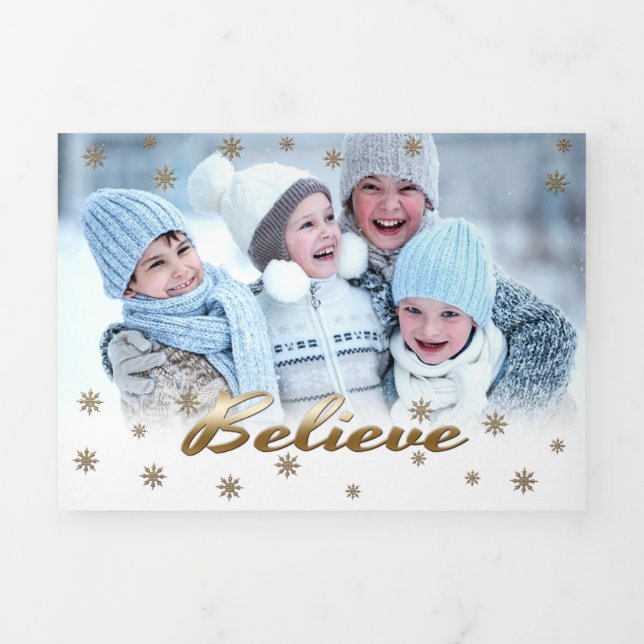 Dobra Tripla Acredite. Cartão de Natal Com Várias Fotografias (Cobrir)