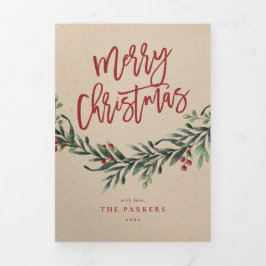 Dobra Tripla Cartão Tri-Fold de Natal com foto de festa moderna