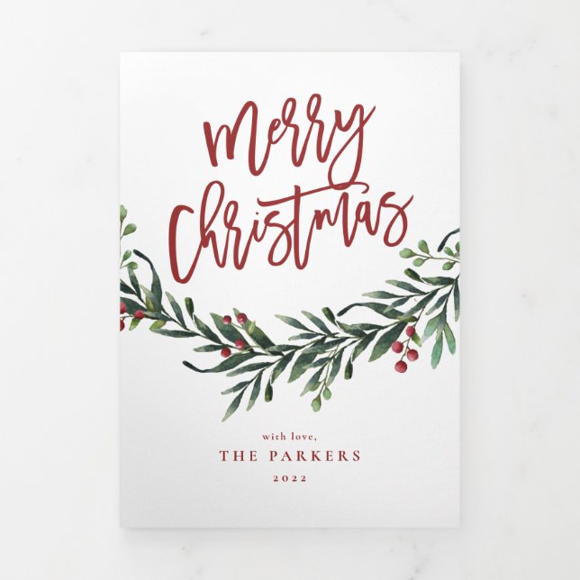 Dobra Tripla Cartão Tri-Fold de Natal com foto de festa moderna (Cobrir)