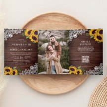 Convite de Casamento com Código QR de Foto de Gira