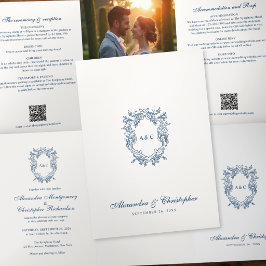 Dobra Tripla Convite de Casamento Tudo-em-Um com Brasão em Esti