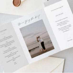 Dobra Tripla Convite de Data de Salvamento Tripartido com Foto