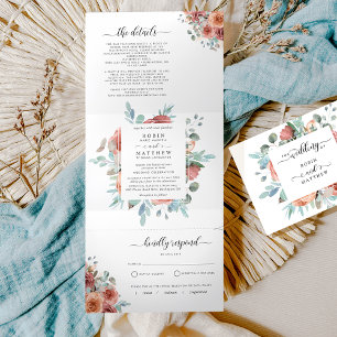 Dobra Tripla Convite triplo com Casamento "Eteal" de RSVP