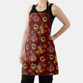 Dobras Adoráveis e Impressão Apron de Tea All-Over
