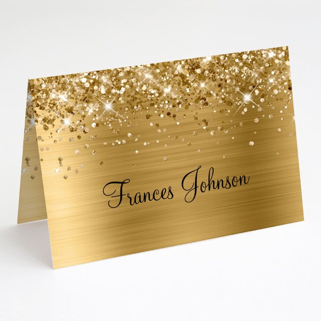 Dobre seus próprios cartões de nome com brilho dou (Fold Your Own Glittery Gold Name Place Cards)