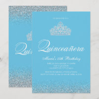 Doce 15, Convites Azuis Claros De Quinceanera