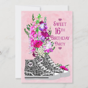 Doce 16º Convite de aniversário, tênis