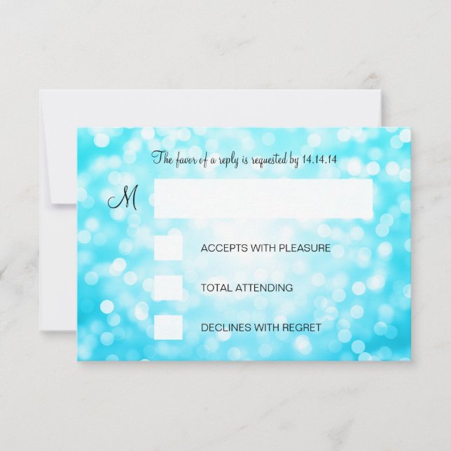 Doce 16 Aniversário RSVP Turquoise Lights (Frente)