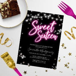 Doce 16 Bday - Pink Neon Glow Orçamento Convite