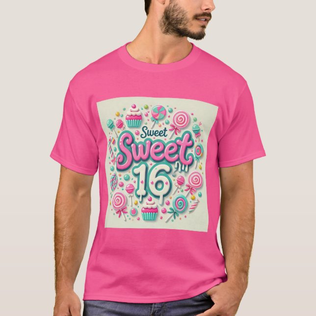 Doce, 16 Camiseta de Design de Aniversário do Past (Frente)