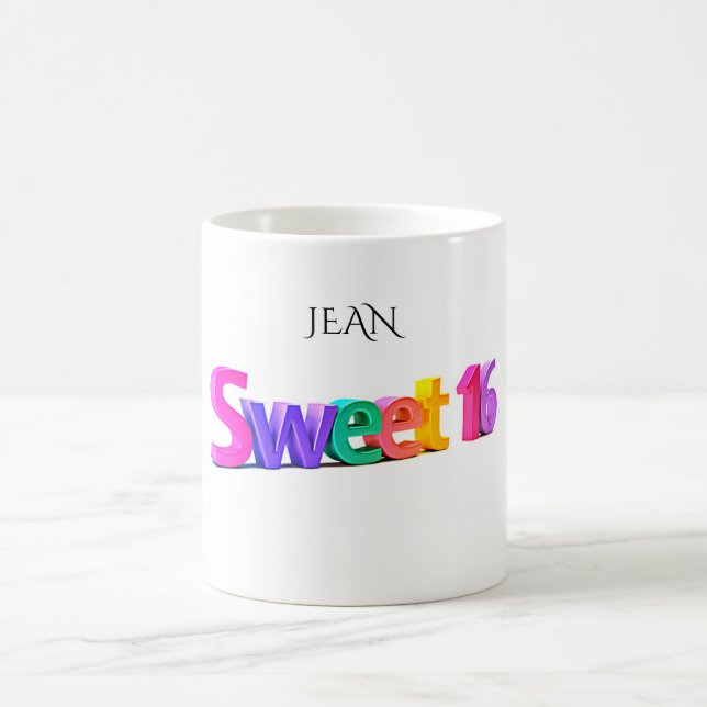 Doce 16 caneca com nome personalizado. (Centro)
