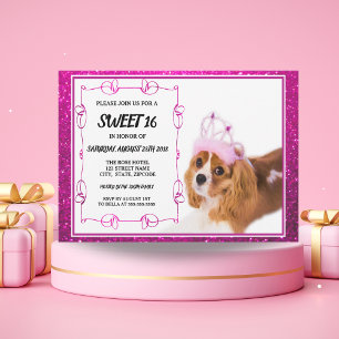 Doce 16 Cavaleiro Rei Charles Spaniel Convite