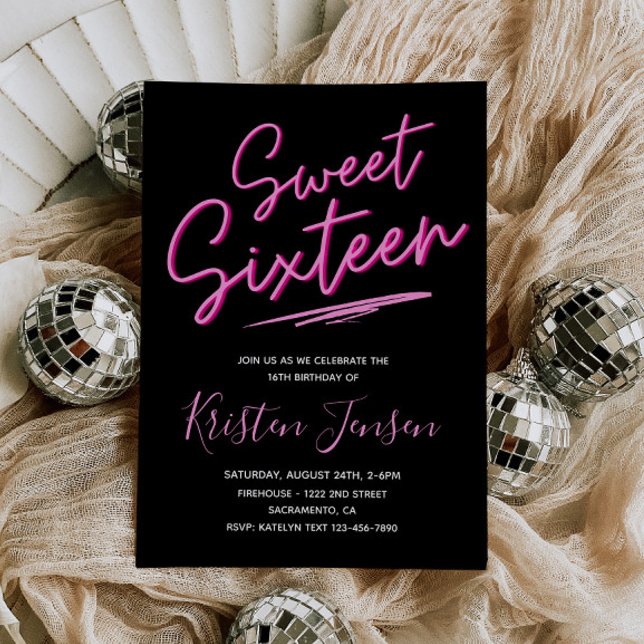 Doce 16 Convite | 16.o Convite à Aniversário (Criador carregado)