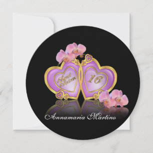 Doce 16 Convite cor-de-rosa e preto