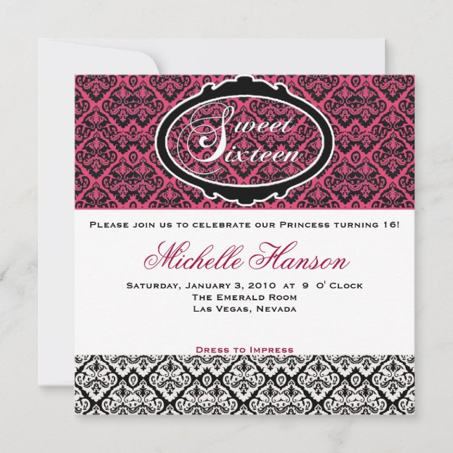 Doce 16 Convite de Aniversário (Frente)