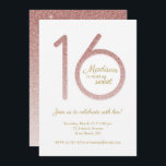 Doce 16 Convite de Aniversário na Glitter Rosa Dou<br><div class="desc">Este simples, doce design de 16 convites apresenta um bonito brilho de ouro rosa 16. Clique no botão personalizar para obter mais flexibilidade com a modificação do texto! Variações desse design, cores adicionais e produtos de coordenação estão disponíveis em nosso compro, zazzle.com/doodlelulu*. Entre em contato conosco se você precisar deste...</div>