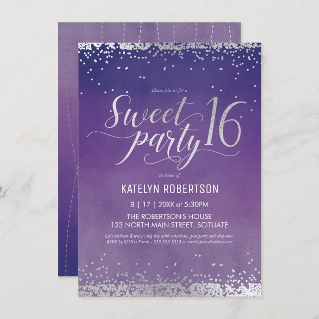 Doce 16 Convite de festas - 16.º Convite de Aniver (Frente/Verso)