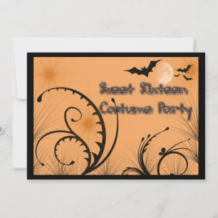 Doce 16 Convite de festas de fantasia de Halloween