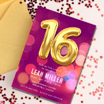 Doce 16 Convite de festas rosa<br><div class="desc">Luzes bonitas da cidade brilham em design cor-de-rosa,  16 doces convites de aniversário para meninas. Personalize-os com o nome da aniversariante,  o endereço e as informações de rsvp.</div>