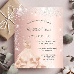 Doce 16 convite orçamental para o brilho rosa prat<br><div class="desc">Um convite moderno,  na moda e glamouroso para uma doce festa de aniversário 16,  16. Um fundo metálico rosa dourado falso com brilho falso prateado e um rosa dourado. O nome é escrito com um moderno estilo escrito à mão. Personalize e adicione os detalhes da sua festa.</div>
