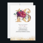 Doce 16 Convite Vermelho Borgonha e Dourado<br><div class="desc">Doce 16 Glitters Dourado Convite de Aniversário</div>