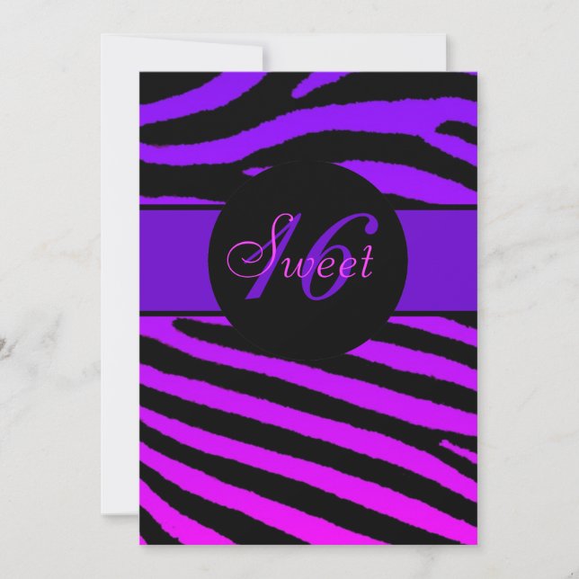 Doce 16 convites de aniversário de stripes zebra b (Frente)