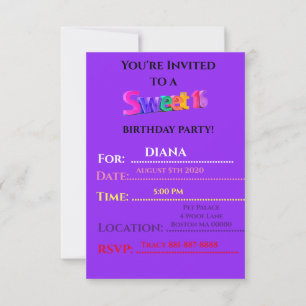 "DOCE 16" Convites de aniversário PERSONALIZADOS.