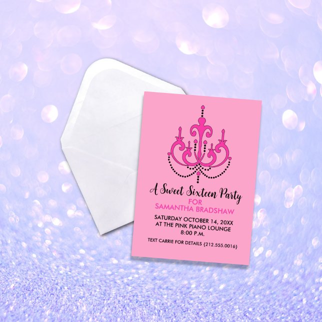Doce 16 Convites de festas de aniversários (Rosa) (Criador carregado)