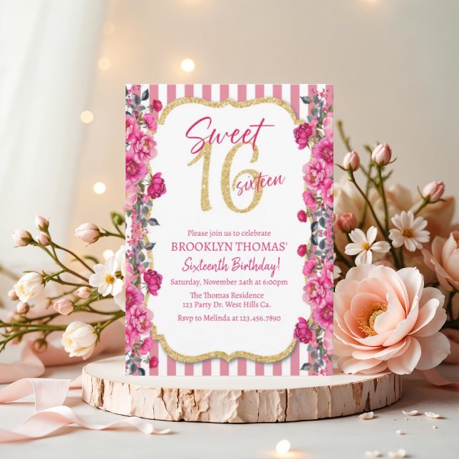 Doce 16, Décimo sexto aniversário, rosa, convite (Criador carregado)