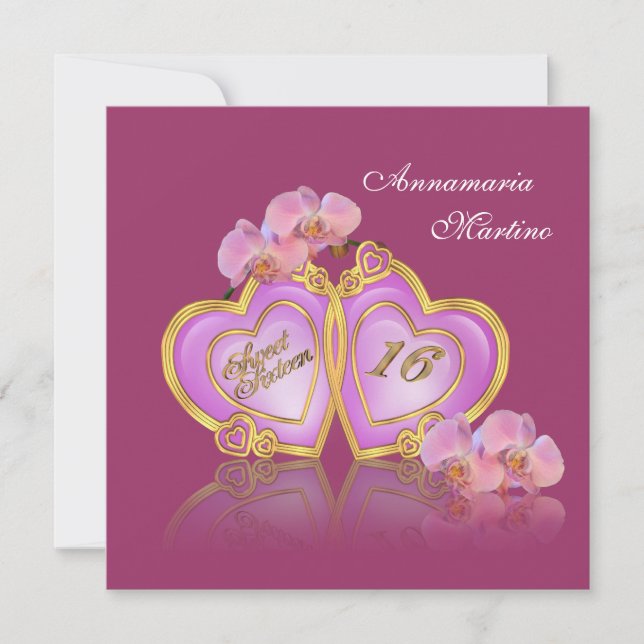 Doce 16 elegante Convite de aniversário (Frente)