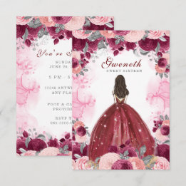 Doce 16 Flores Vermelhas Convite de Aniversário