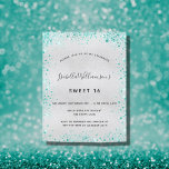 Doce 16 glamoure de prata glamouroso convite<br><div class="desc">Para um doce elegante 16, 16 anos. Um fundo metálico falso prateado. Decorado com pó de faísca lacrimogênea. Personalize e adicione um nome, idade e detalhes da festa. O nome é escrito com um script de estilo manuscrito. Dica: Se você não quiser que pareça um cartão postal, clique em personalizar,...</div>