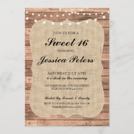 Doce 16 Luzes De Burlap - Convite Para Madeira Rús