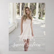 Doce 16 Poster de sinais de boas-vindas com foto