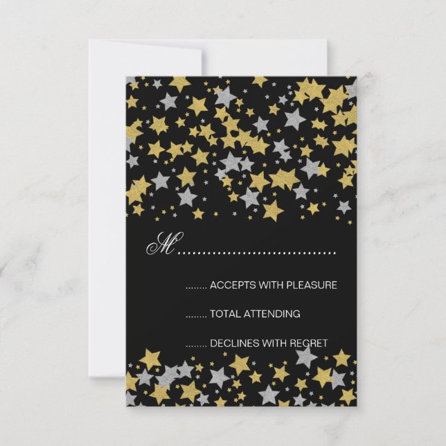 Doce 16 RSVP Dourada Silver Glitter Star Confetti (Frente)