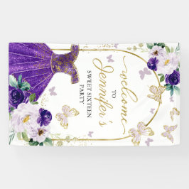 Doce 16 Sinal de Boas-vindas Borboleta Vestido Flo