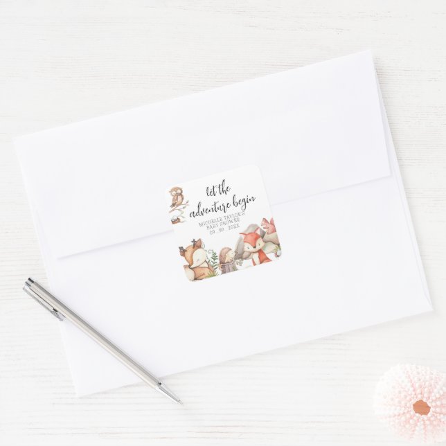 Doce Adesivo Quadrado de Chuvada de Bebê de Animai (Envelope)