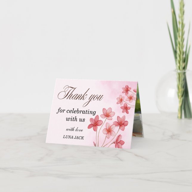 Doce Agradecimento de Aniversário Floral Rosa (Frente)