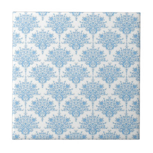 Doce Azul e Branco Padrão Damasco
