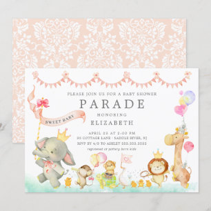 Doce Baby Animal Parade Chá de fraldas Convite