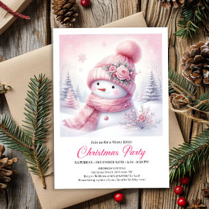 Doce Boneco de Neve Rosa Convite de Natal Editável
