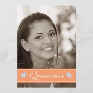 Doce Borboletas Quinceanera Convite (coral)
