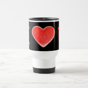 Doce caneca de viagem Preta 'Eu Amo U'