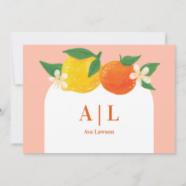 Doce Cartão de Agradecimento Monogramado de Laranj