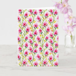 Doce Cartão de Saudação com Padrão Floral Rosa
