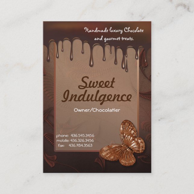Doce Cartão de visita de indulgência para Chocolat (Frente)