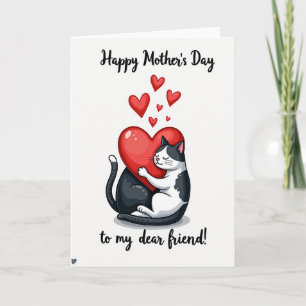 Doce Cartão do Dia das Mães de Amor Felino